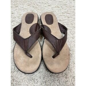 BOC Born Of Concept Womens Vegan Brown Leather Flip Flop Thong Flat Shoes Size 9